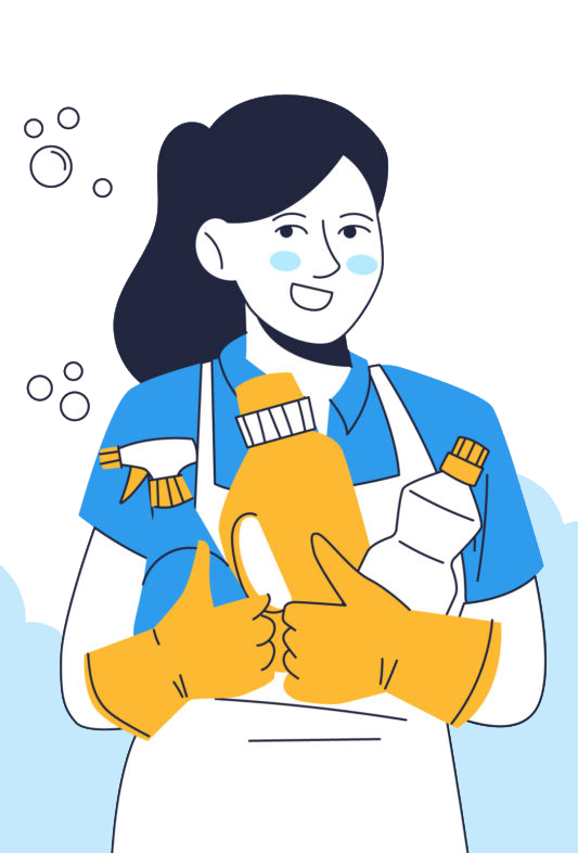Profesional de limpieza del hogar en Madrid con productos de limpieza